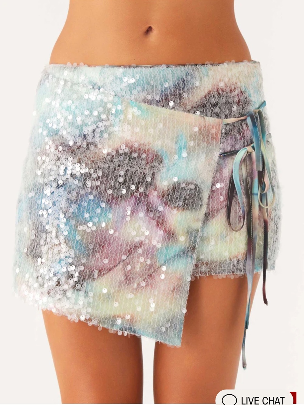 Peppermayo Sea Splash Sequin Mini Skirt in Light Blue and Iridescent - Picture 7 of 7